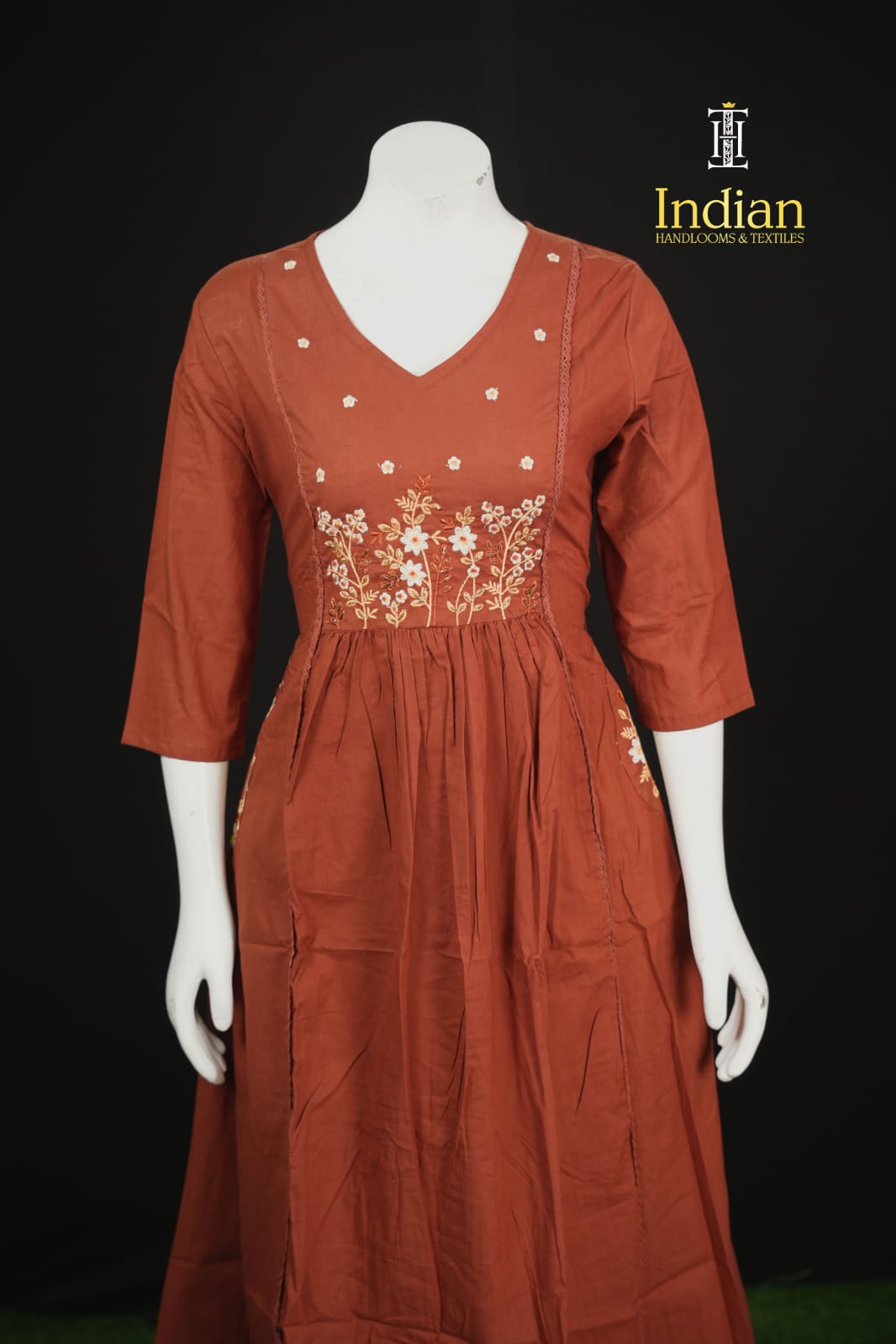 Designer Mul Cotton- Rust Brown 10