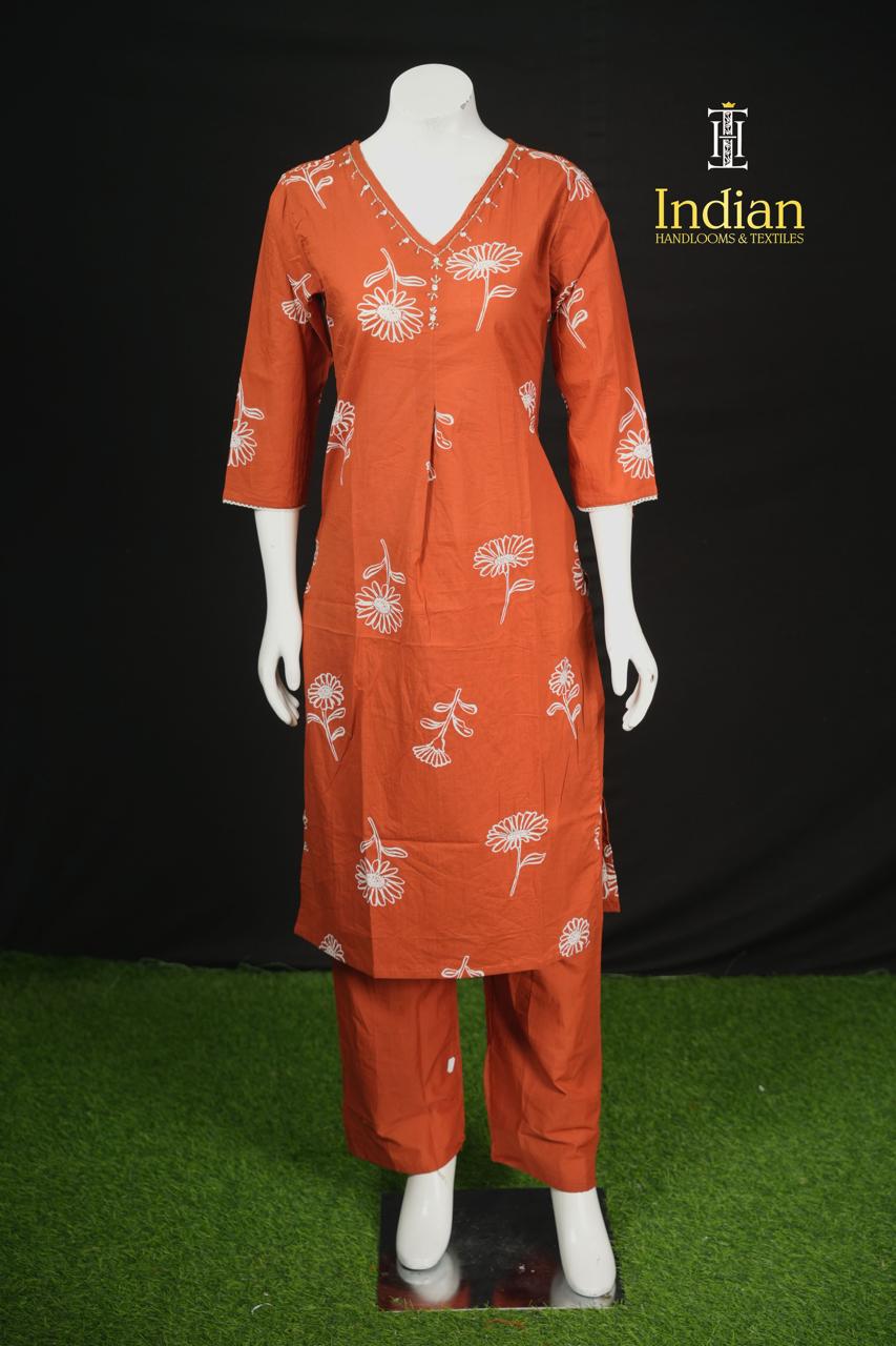Designer Jaipuri Cotton Sets - Rust Orange 3