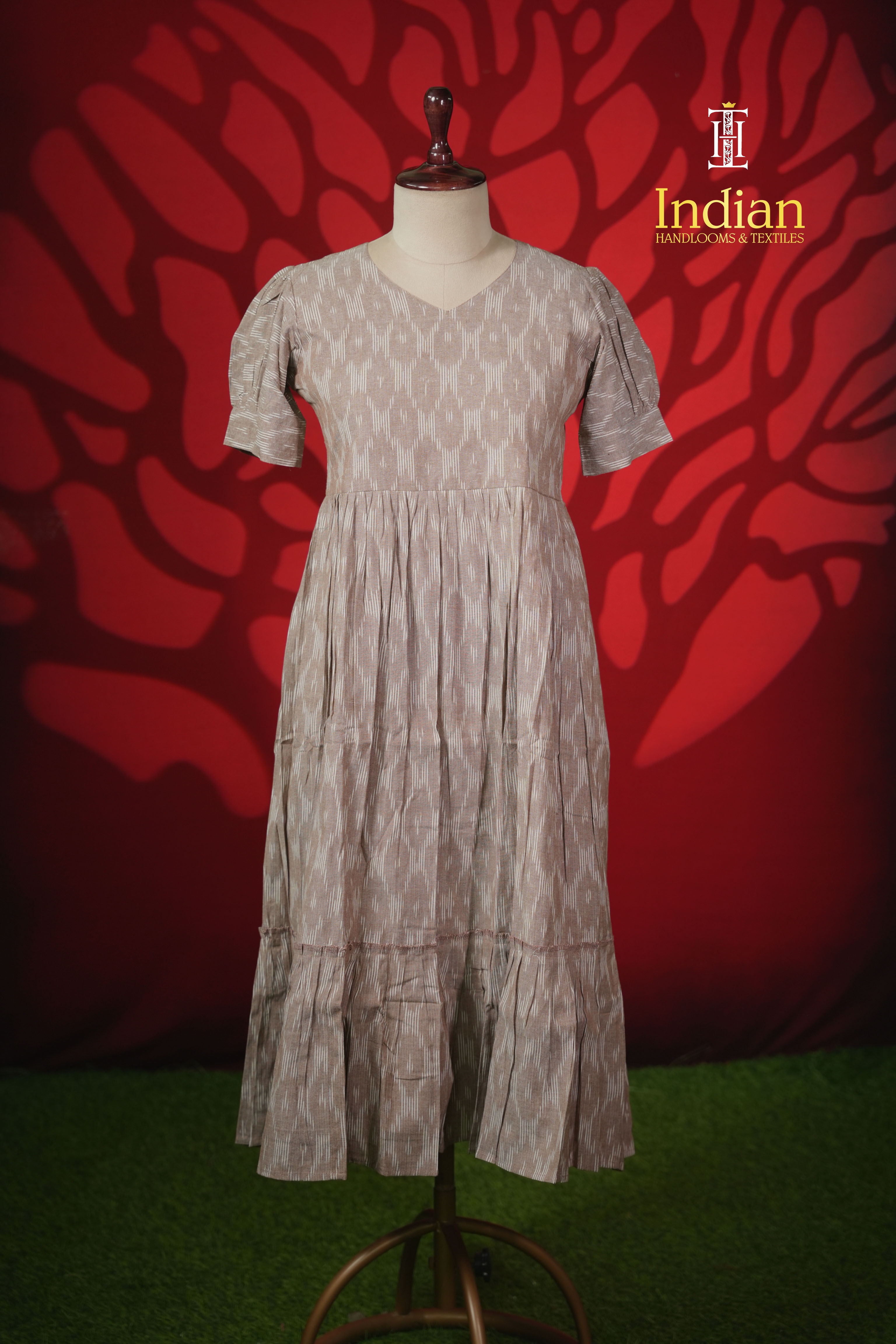N Ikkath cotton frock -Peach Brown