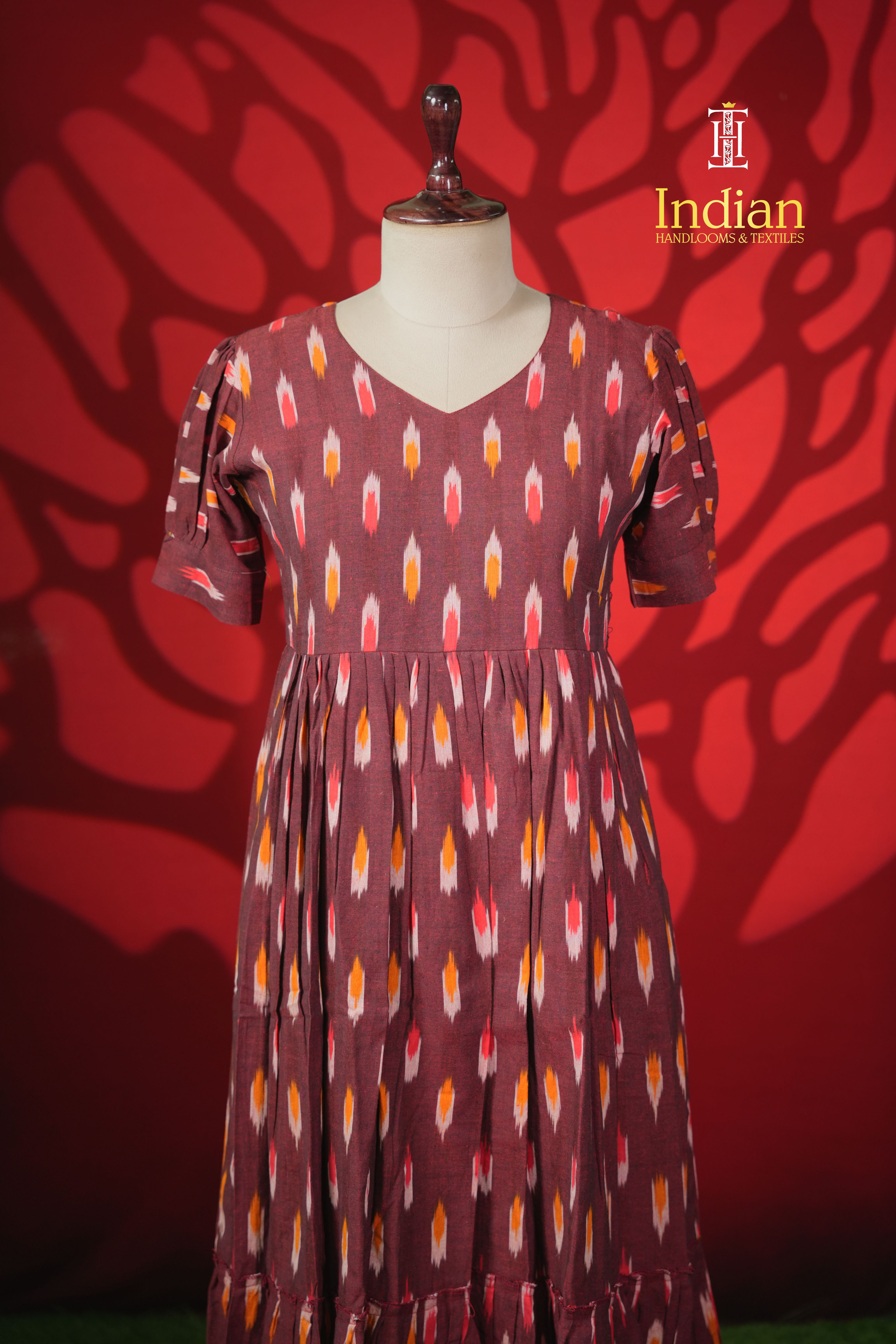 N Ikkath cotton frock- Maroon