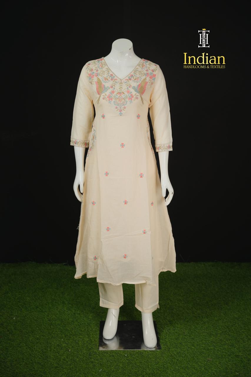 Premium Designer Mul Cotton - Half White 3