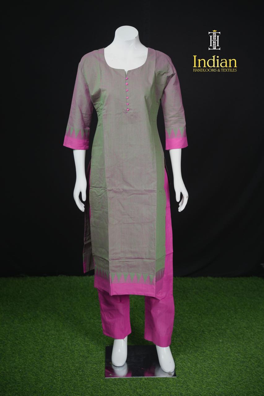 T Handloom 3Pc Sets- Grey &amp; Pink