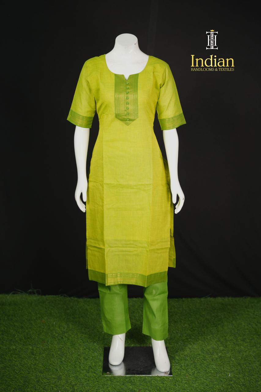 Mangalagiri Cotton Sets-Lite Green