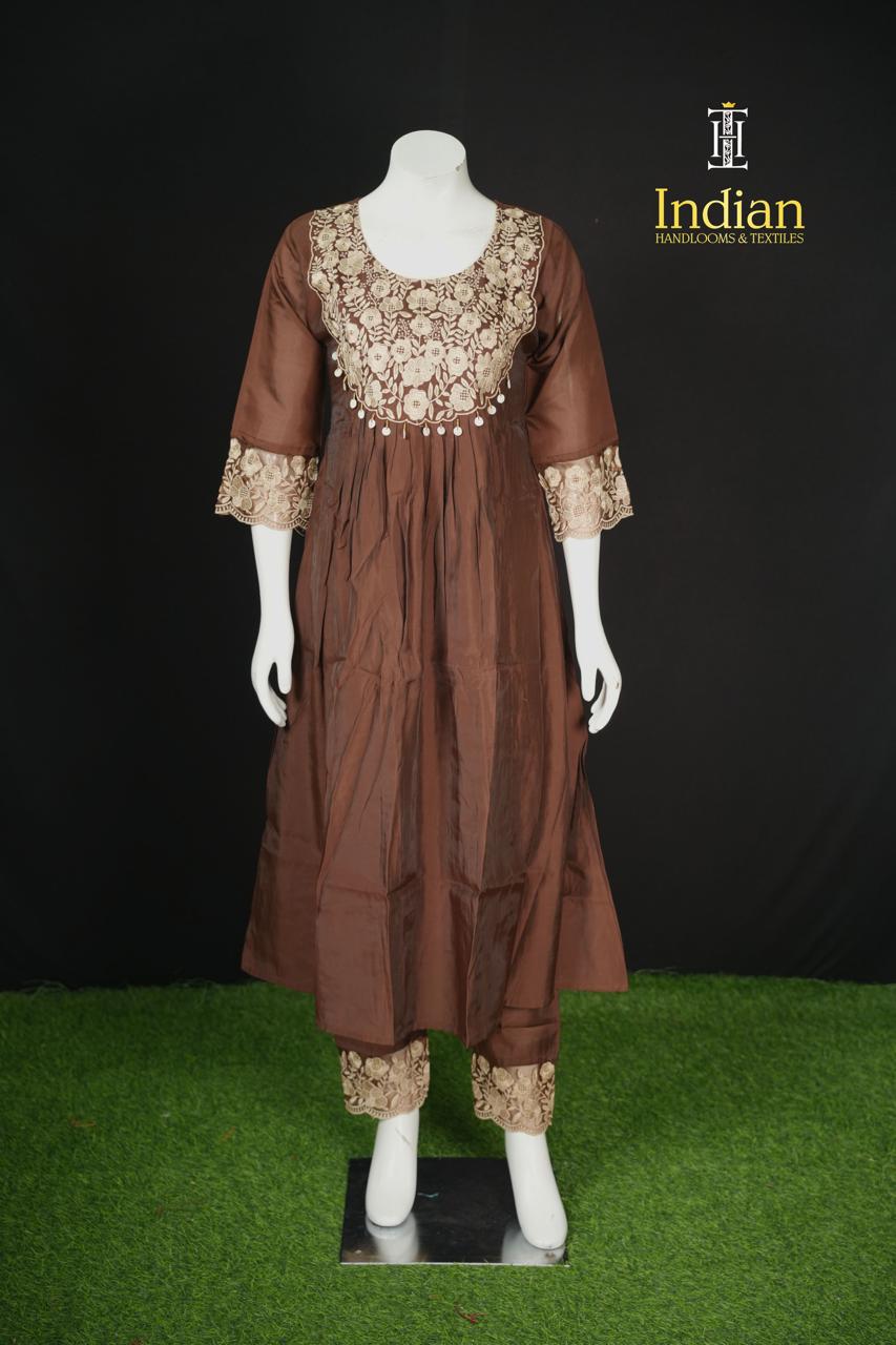 Designer Roman Silk Set-Brown 1
