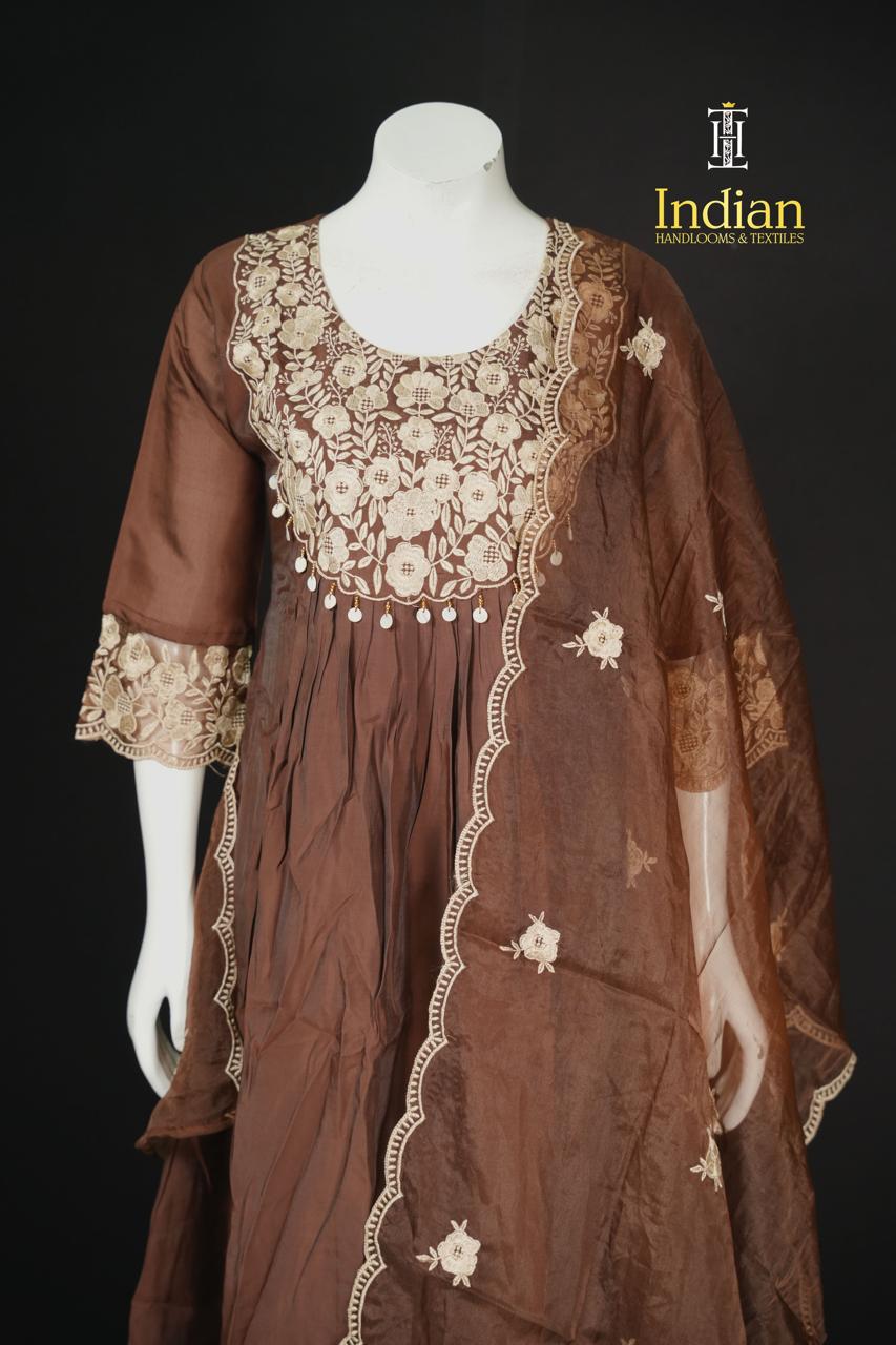 Designer Roman Silk Set-Brown 1