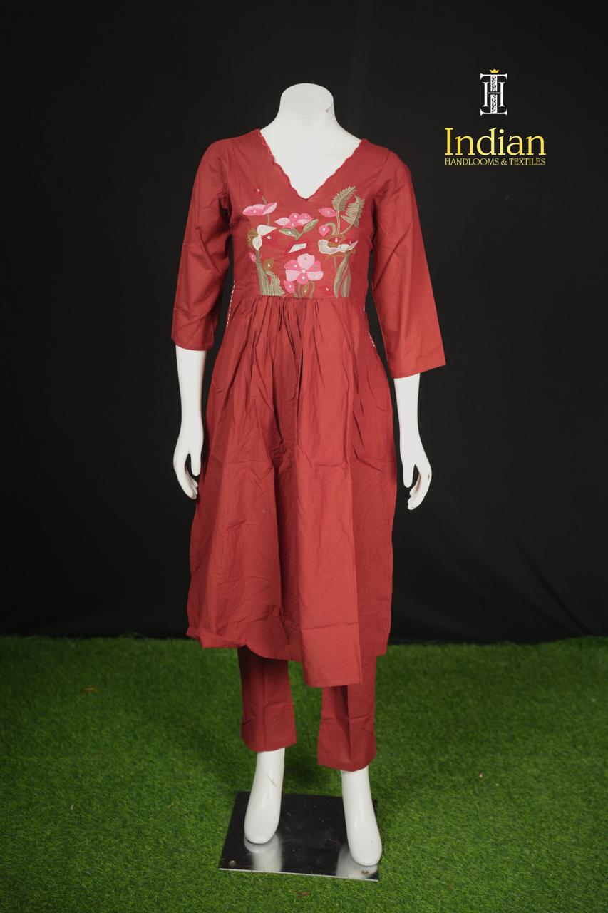Designer Mul Cotton-Maroon 2