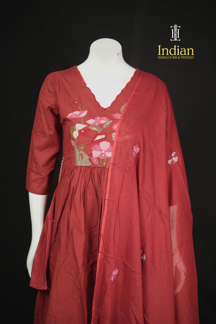 Designer Mul Cotton-Maroon 2