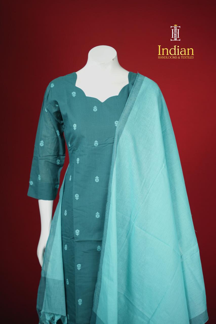 Premium Mercerised Handlooms Cotton Sets-Dark Green