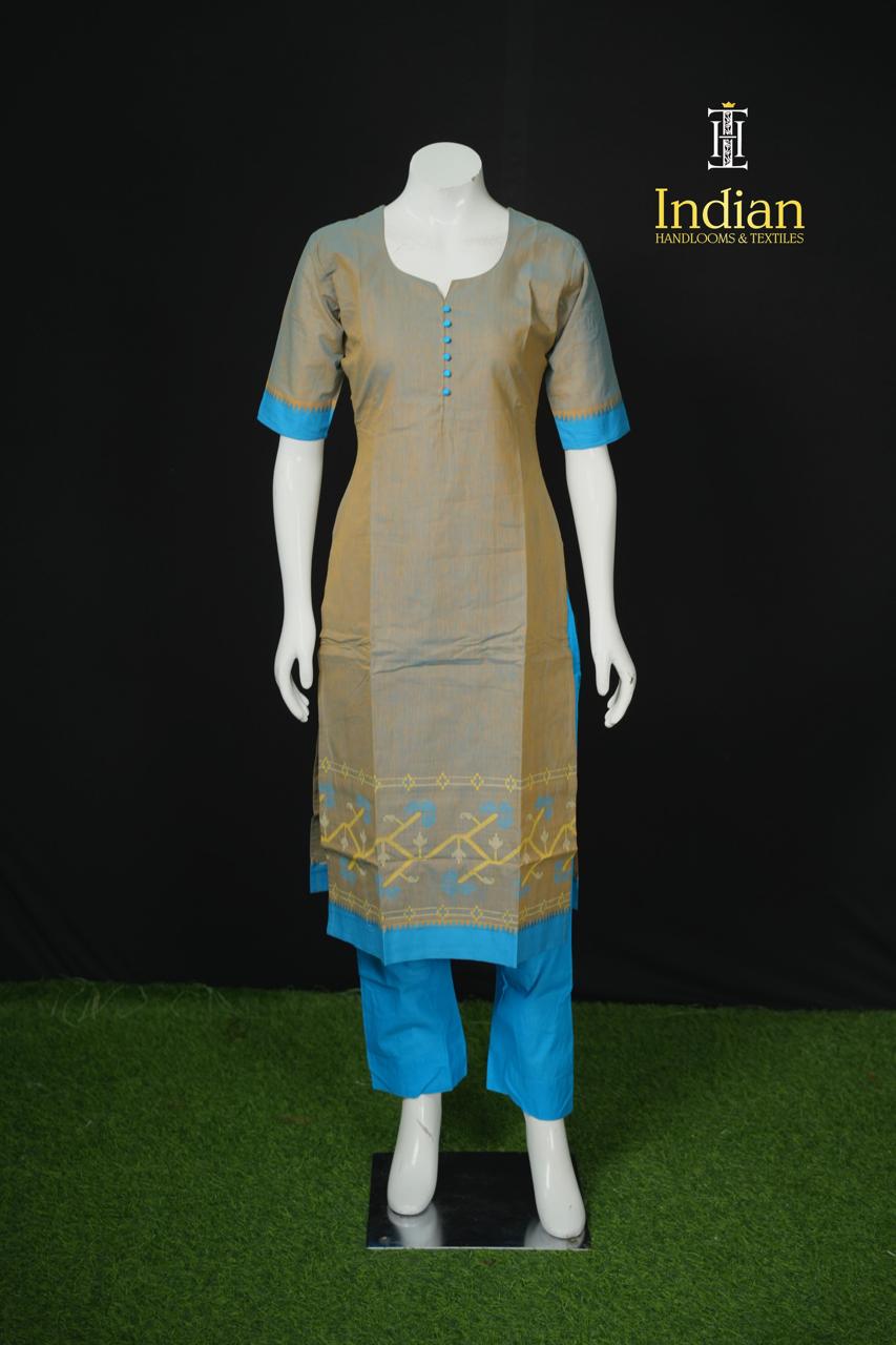 Chettinad Jamdhani Cotton Sets-Grey &amp; Blue