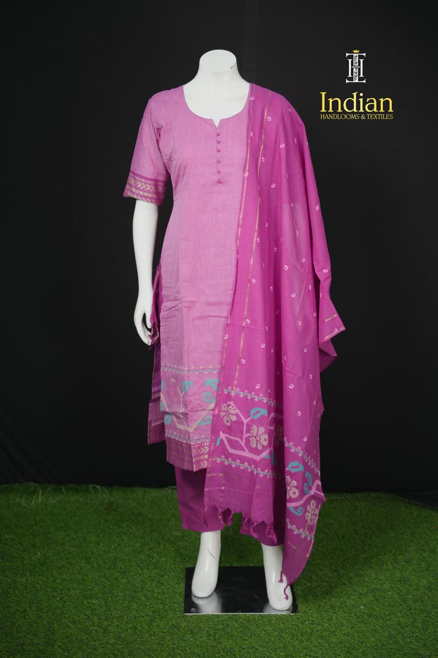 Chettinad Jamdhani Cotton Sets-Lavender &amp; Dark mejanta pink