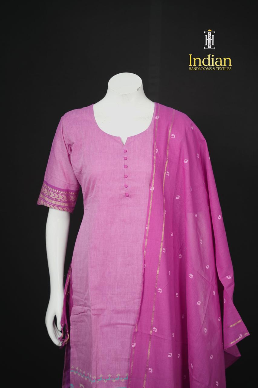 Chettinad Jamdhani Cotton Sets-Lavender &amp; Dark mejanta pink