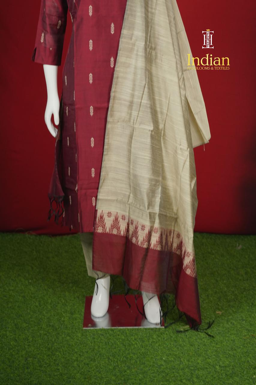 New 2 Raw Silk Sets - Maroon