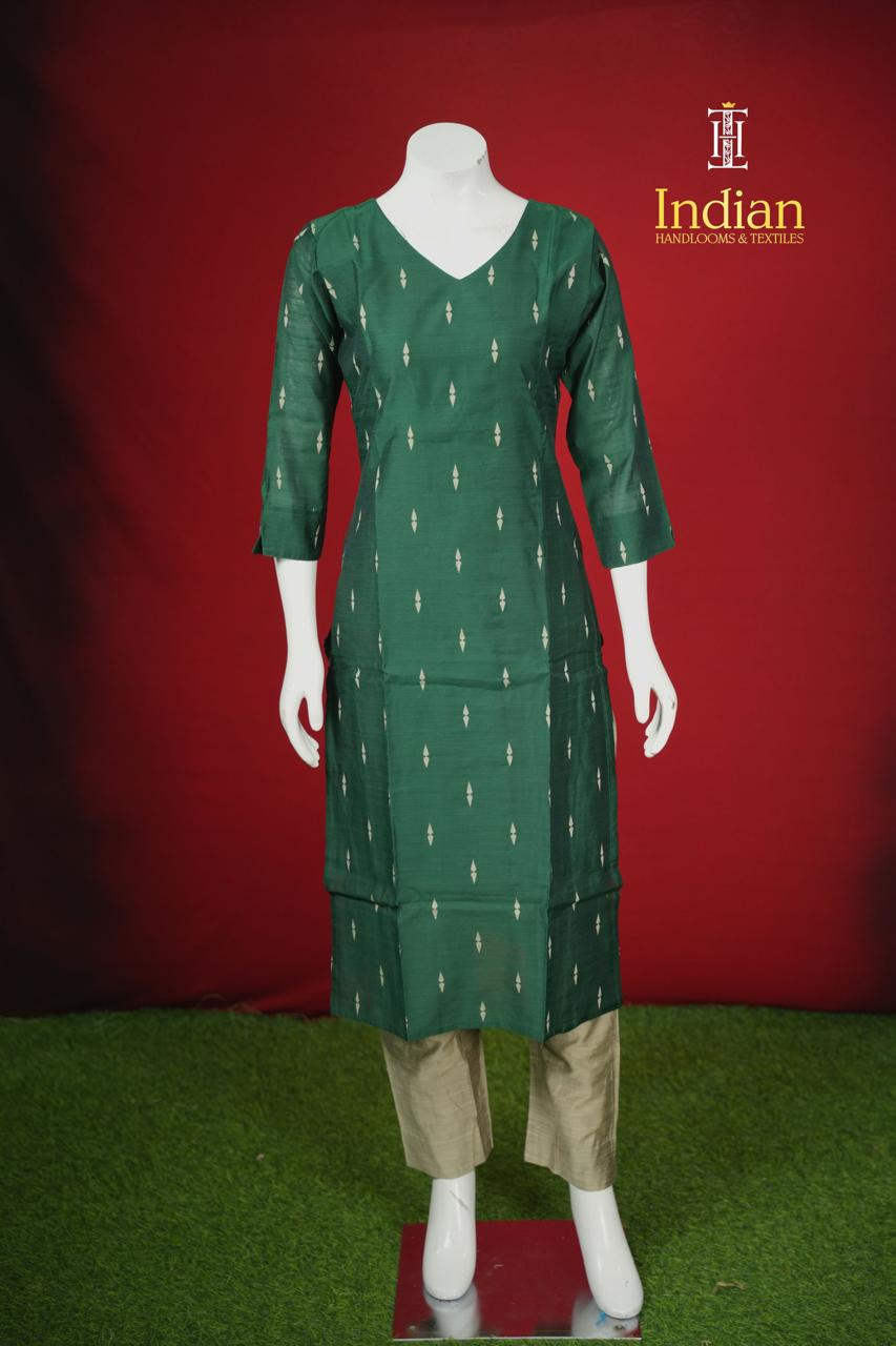 New 2 Raw Silk Sets -Dark Green