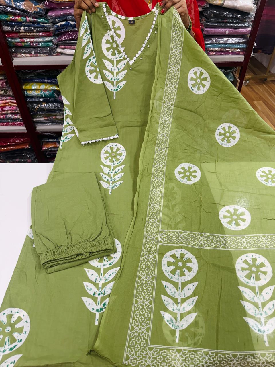 B Jaipuri Cotton Sets - Green