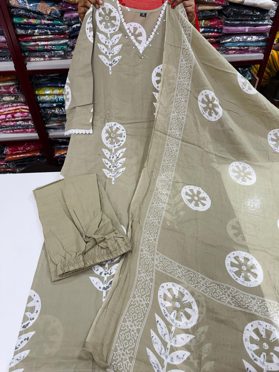 B Jaipuri Cotton Sets - Leight Green