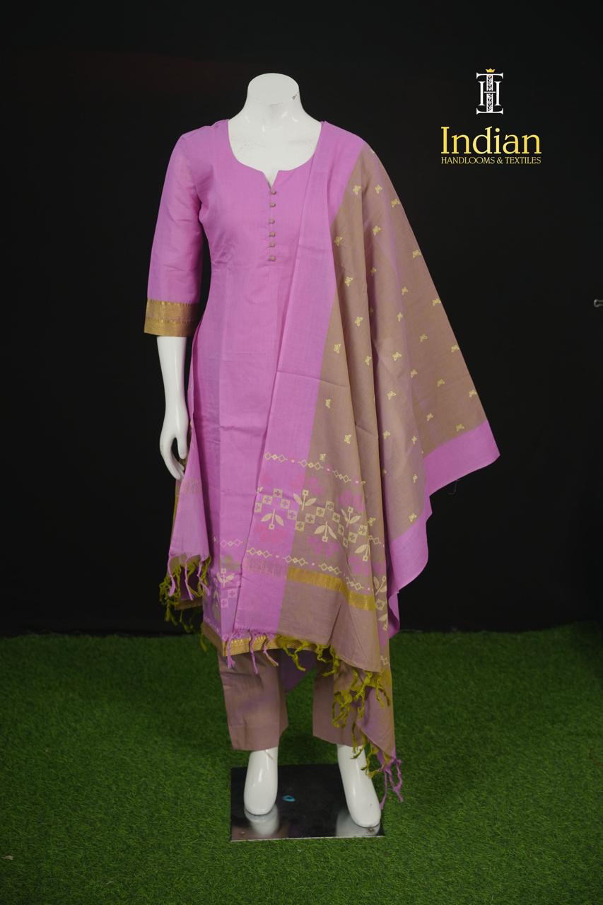 Chettinad Jamdhani Cotton Sets-Lavender 2