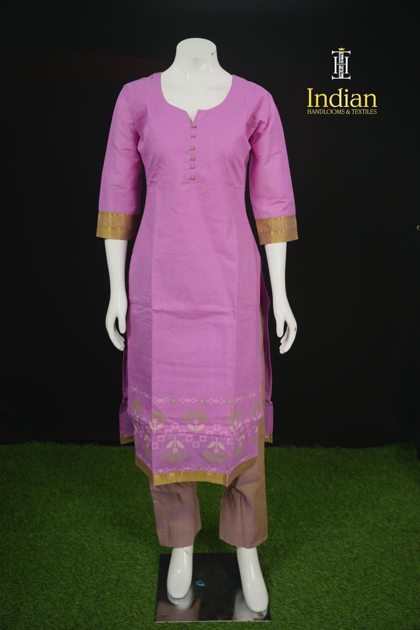 Chettinad Jamdhani Cotton Sets-Lavender 2