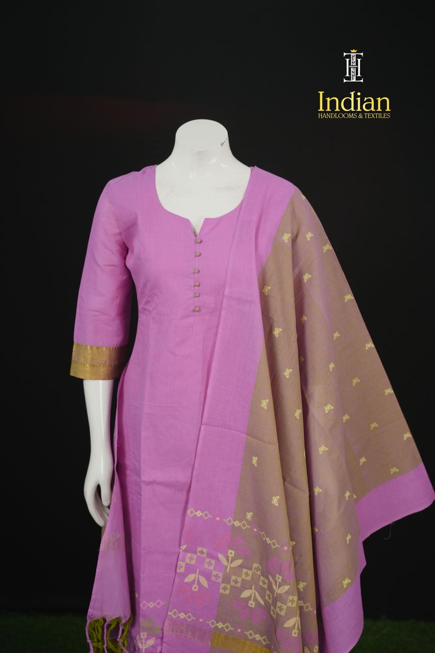 Chettinad Jamdhani Cotton Sets-Lavender 2