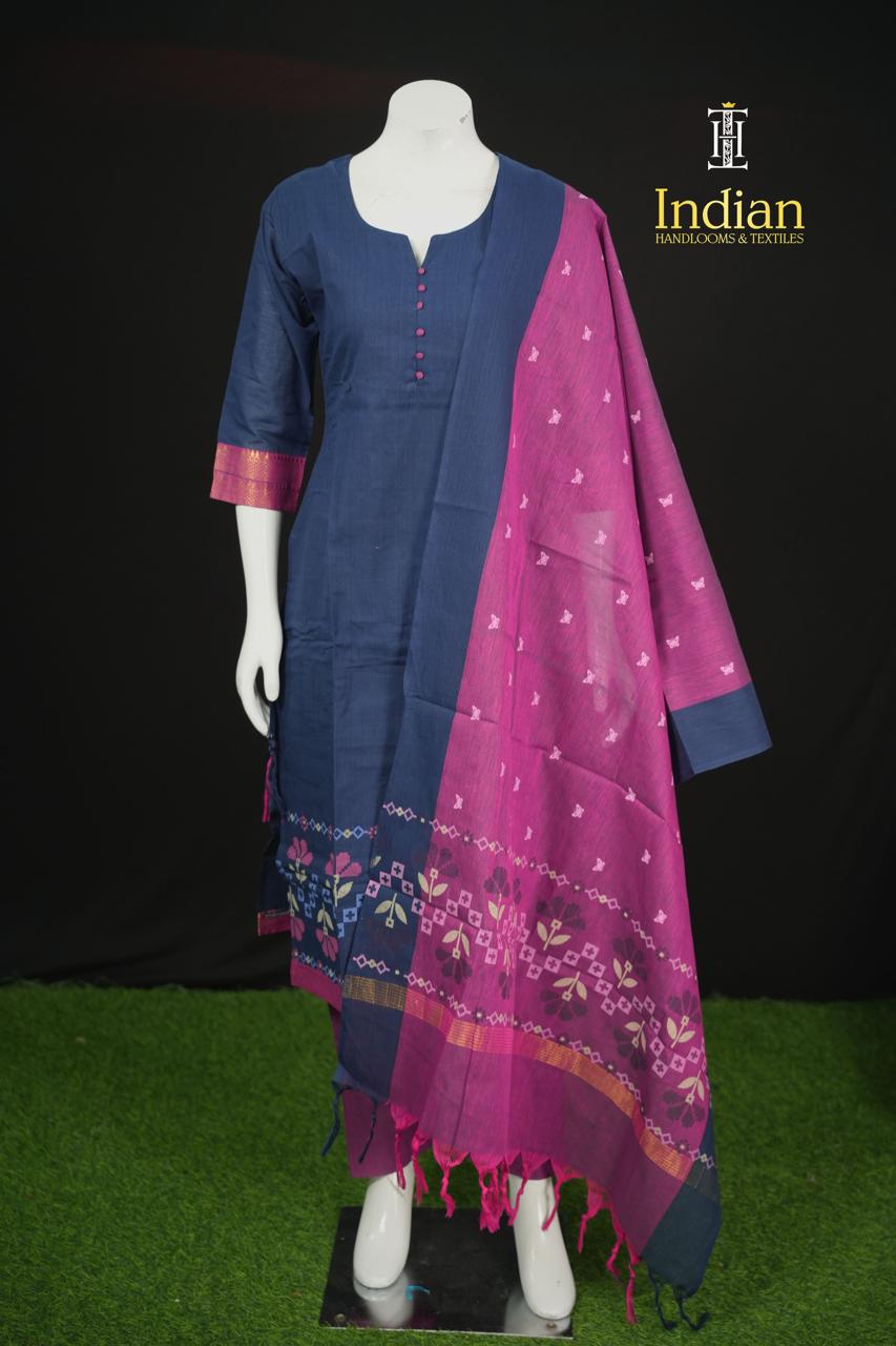 Chettinad Jamdhani Cotton Sets-Dark Blue 2