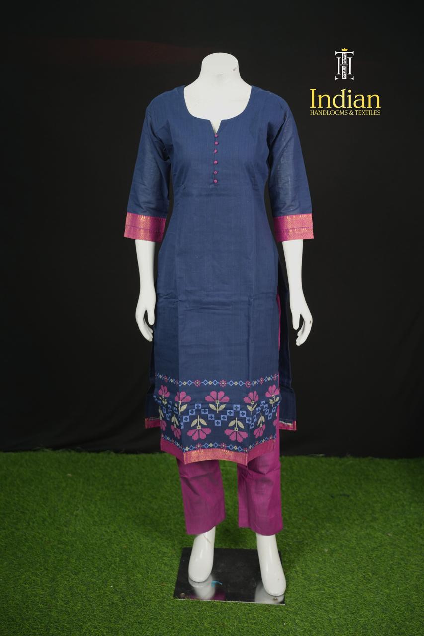 Chettinad Jamdhani Cotton Sets-Dark Blue 2