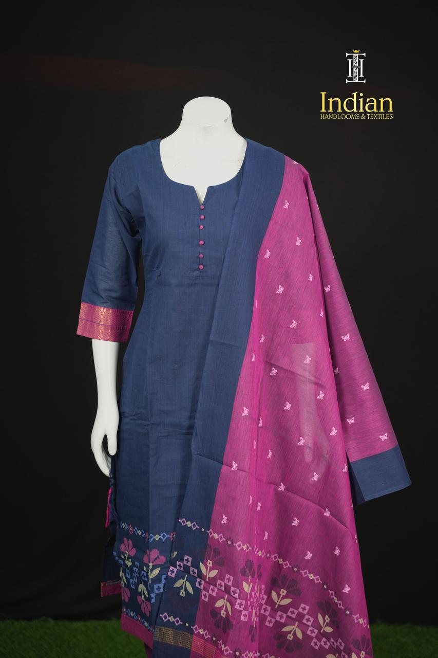 Chettinad Jamdhani Cotton Sets-Dark Blue 2