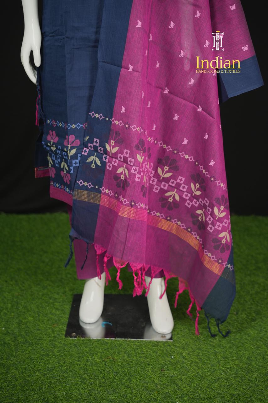 Chettinad Jamdhani Cotton Sets-Dark Blue 2