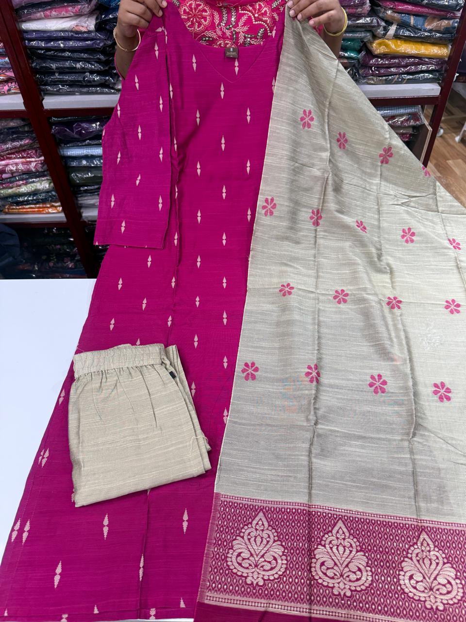 New 2 Raw Silk Sets -Pink