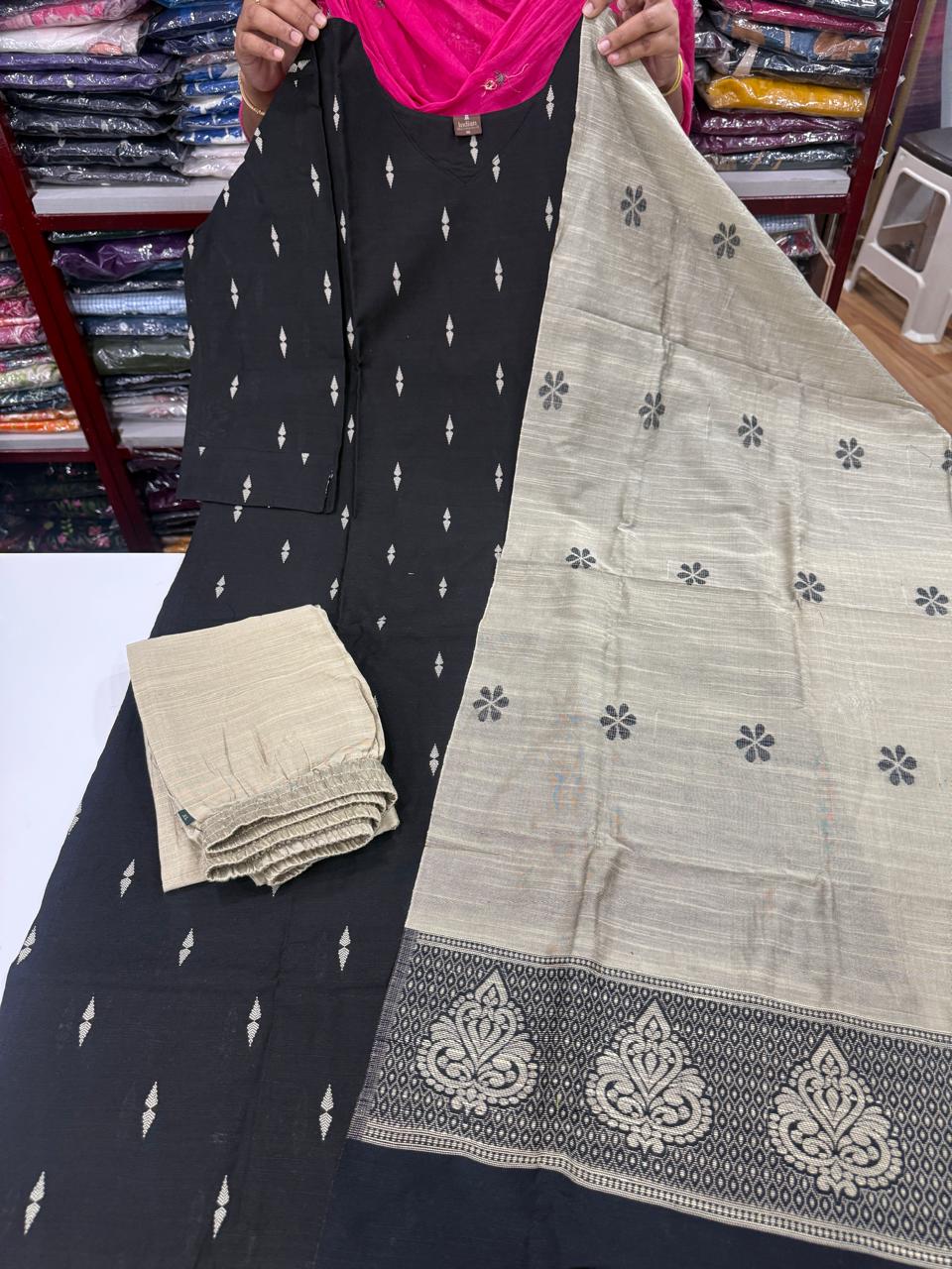 New 2 Raw Silk Sets -Black