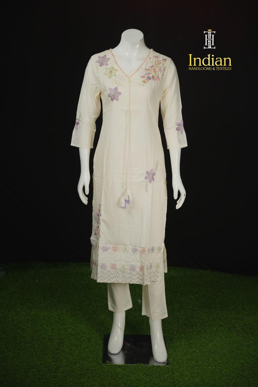 Designer Mul Cotton Sets-Half White