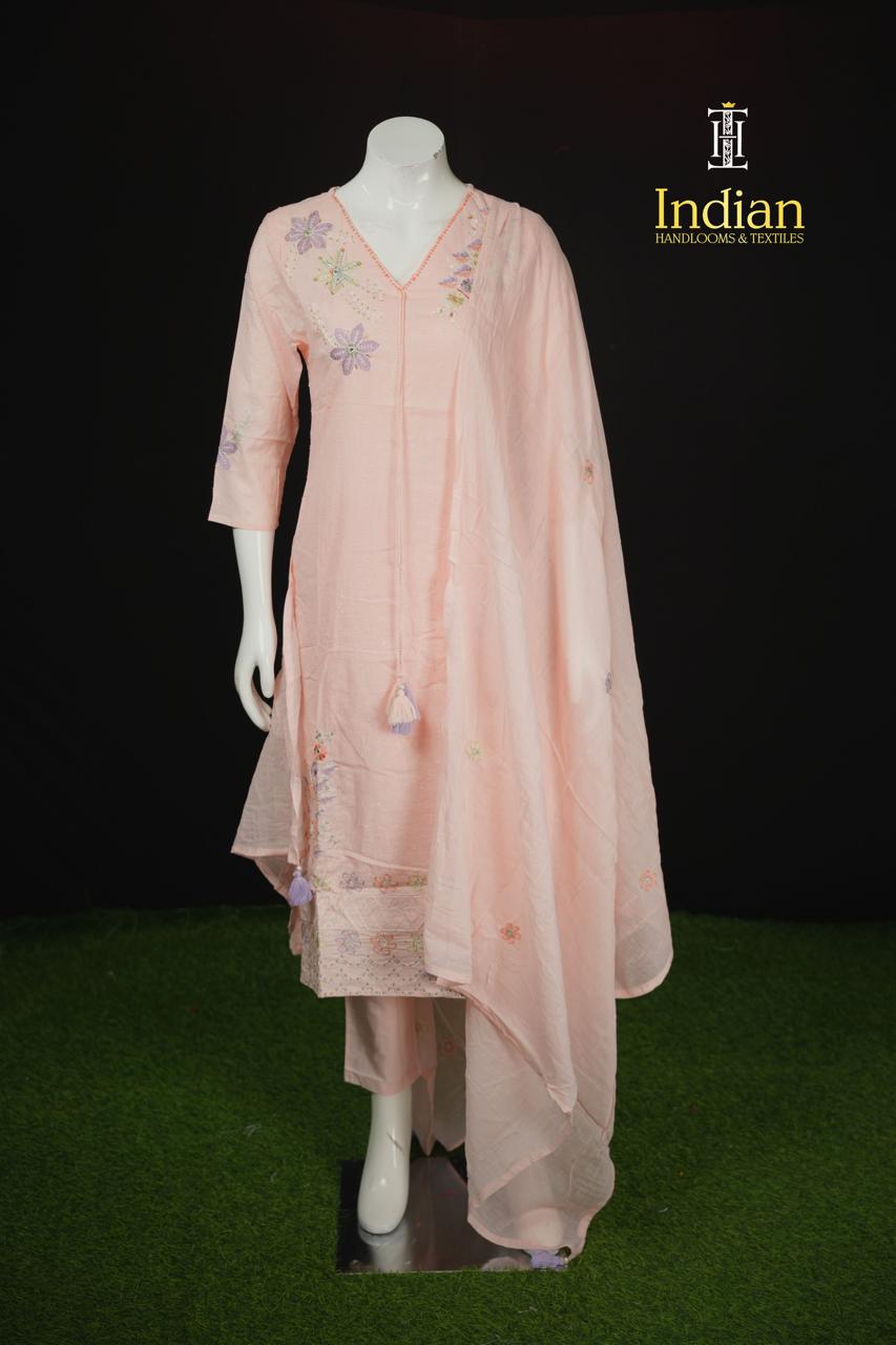 Designer Mul Cotton Sets-Lite Peach