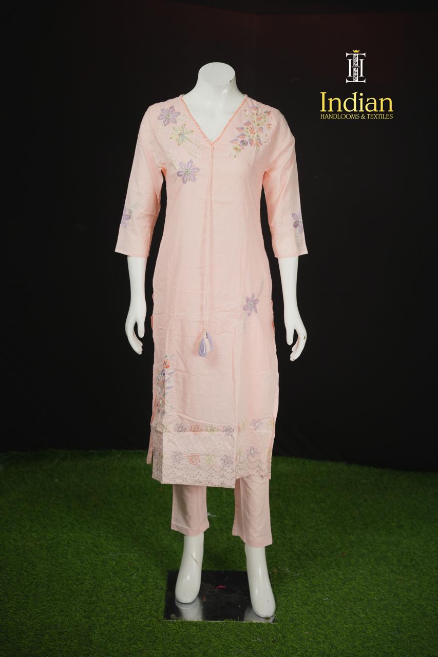 Designer Mul Cotton Sets-Lite Peach