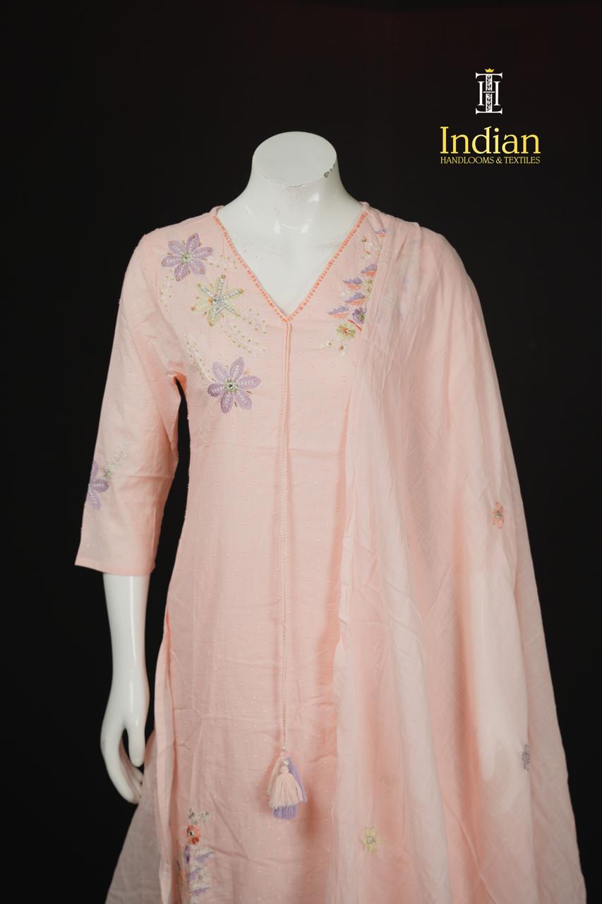 Designer Mul Cotton Sets-Lite Peach