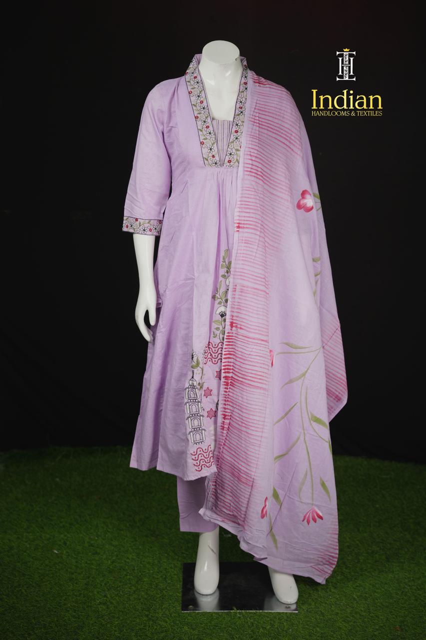 Designer Heavy Mul Cotton sets-Lavender