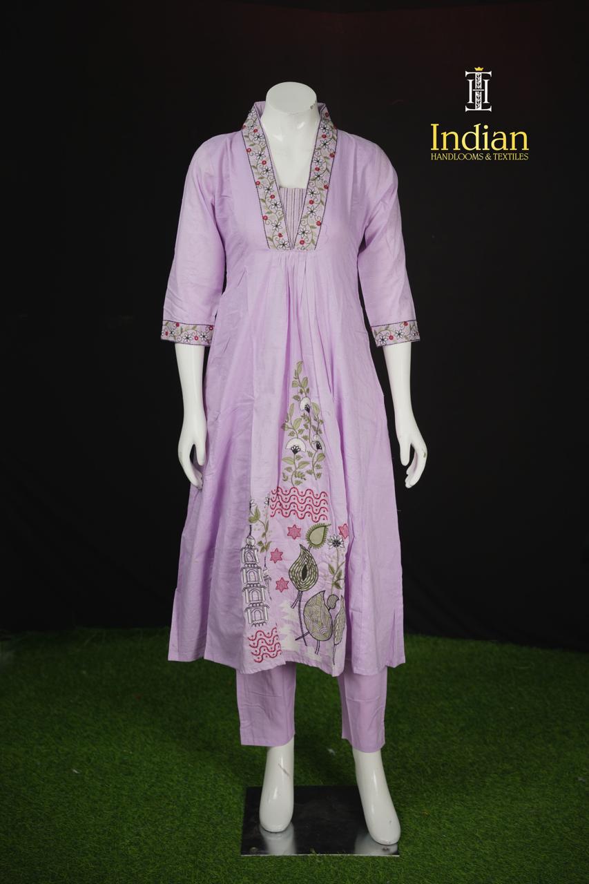 Designer Heavy Mul Cotton sets-Lavender