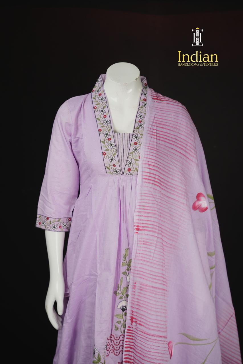 Designer Heavy Mul Cotton sets-Lavender