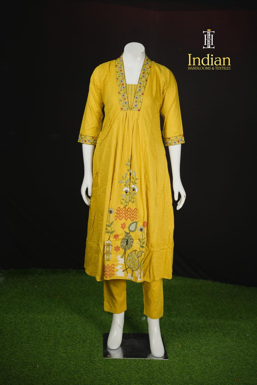 Designer Heavy Mul Cotton sets-Yellow