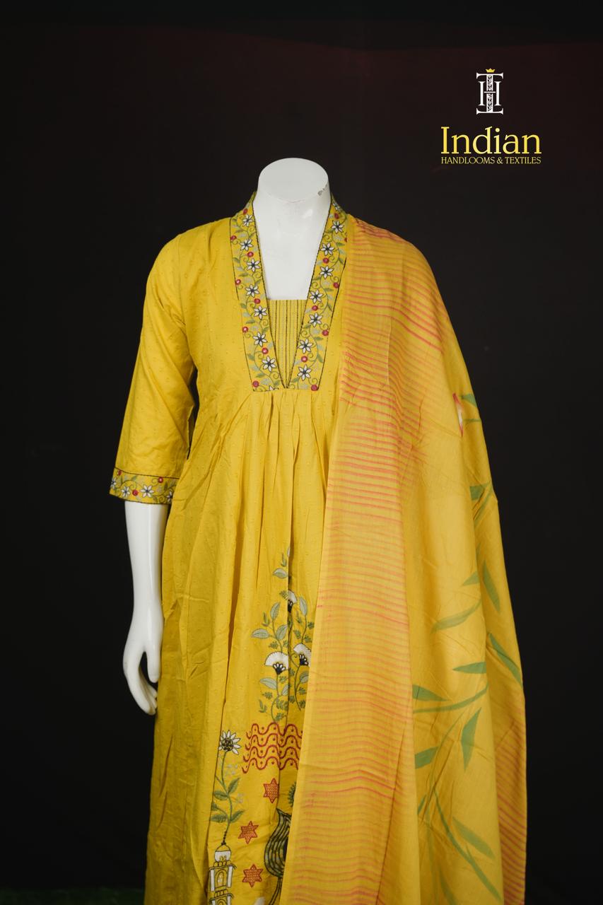 Designer Heavy Mul Cotton sets-Yellow