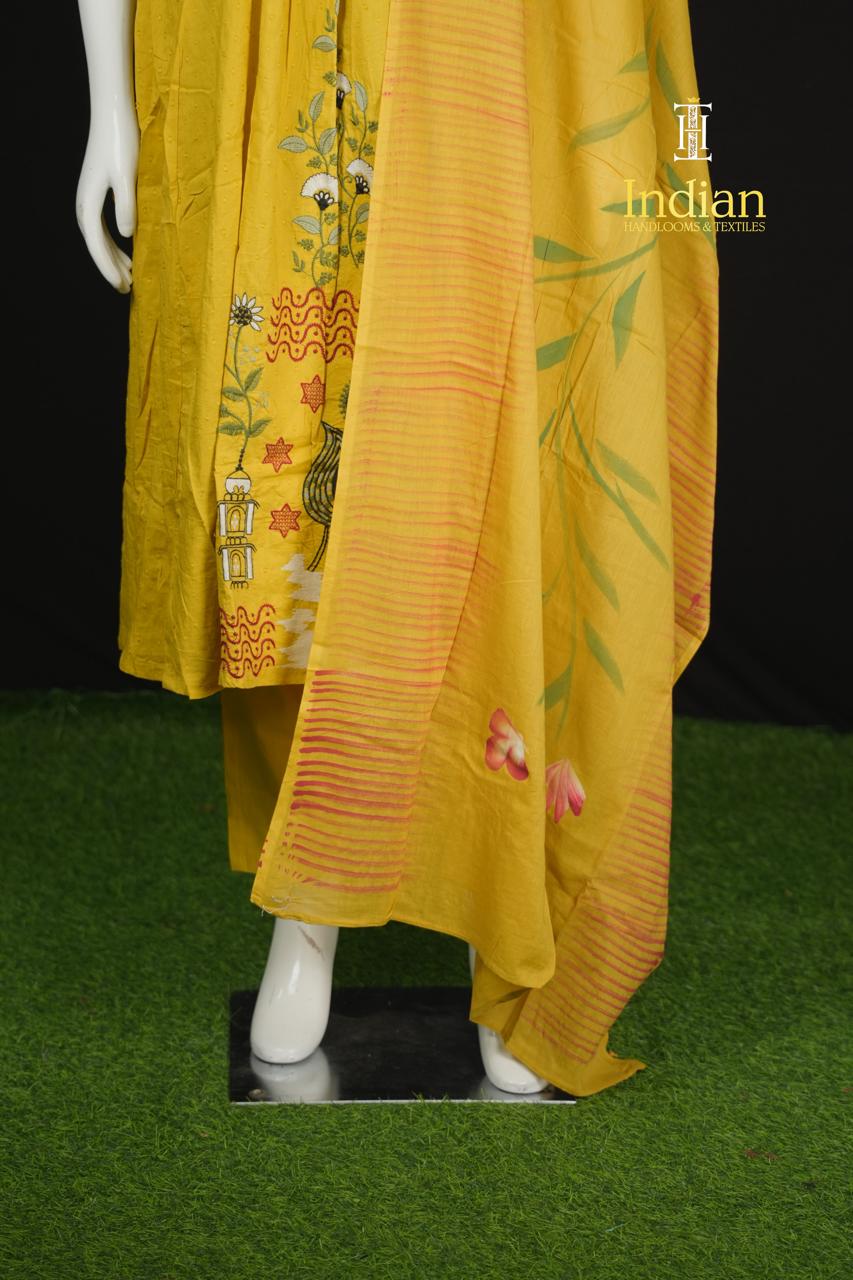 Designer Heavy Mul Cotton sets-Yellow