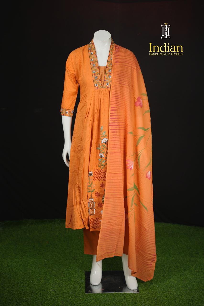 Designer Heavy Mul Cotton sets-Rust Orange
