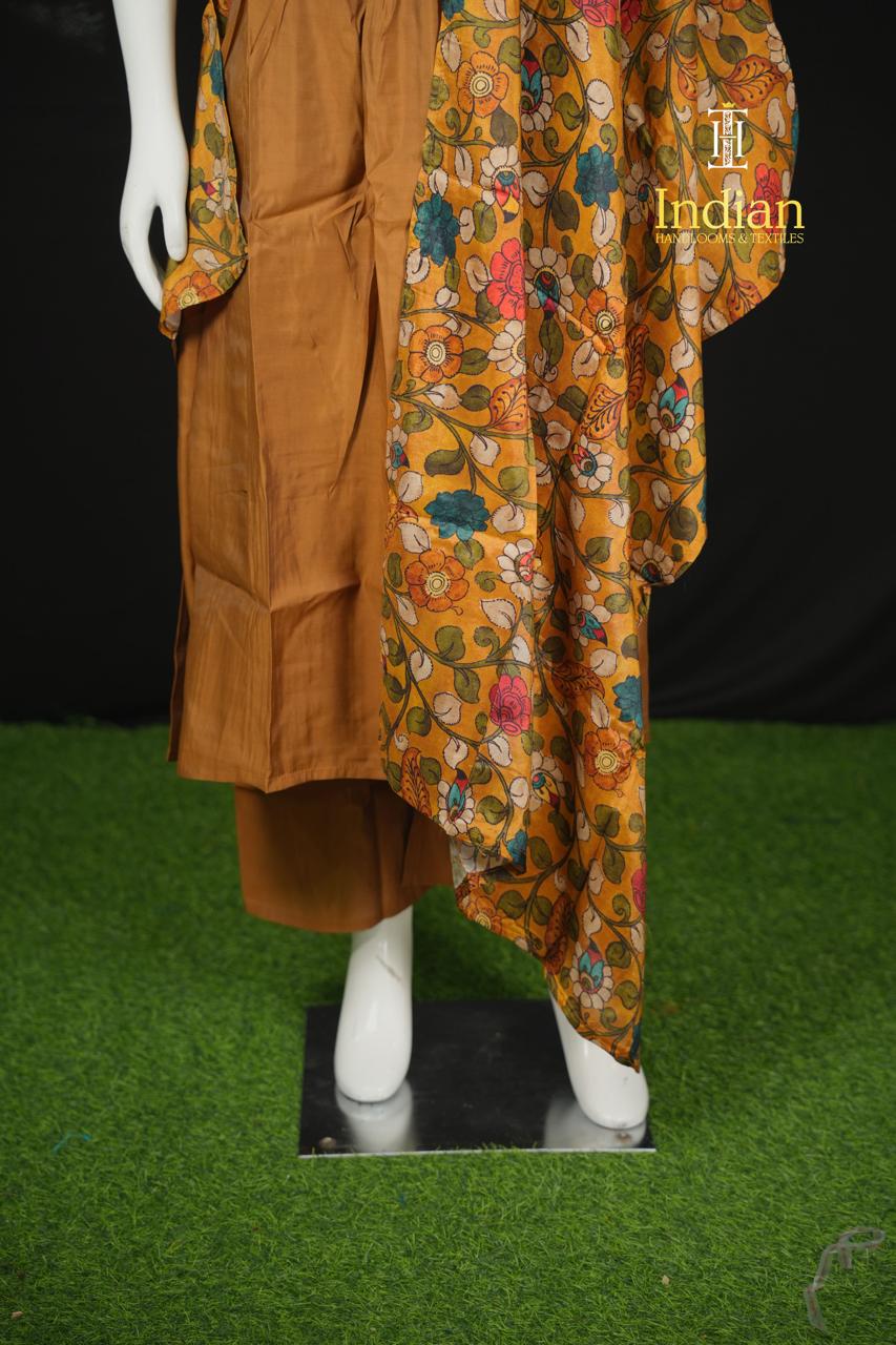 Designer Mul Chanderi Aline Cut 3Pc Sets-Sandal