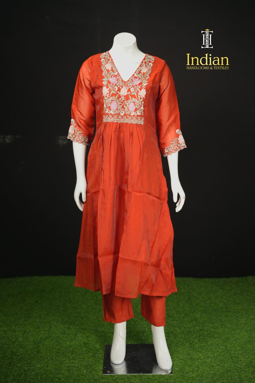 New Designer Mul Chanderi Sets-Orange