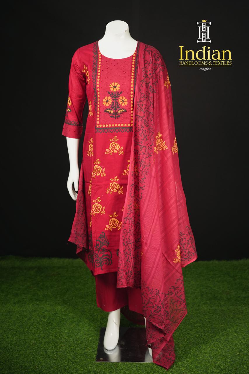 T Hakoba Mul Cotton Sets - Maroon
