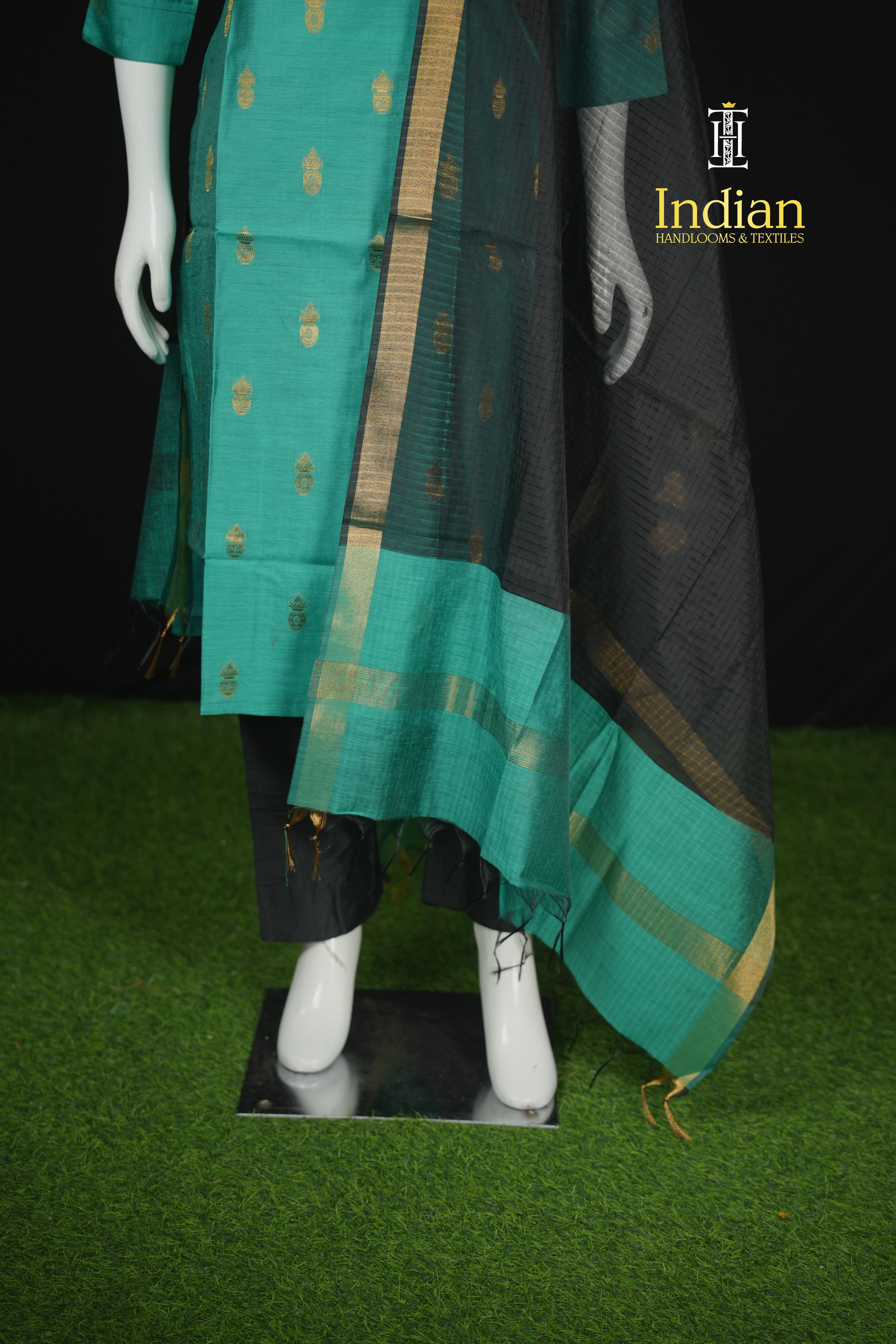 H.Premium Banaras Silk Set-Sea Green 1