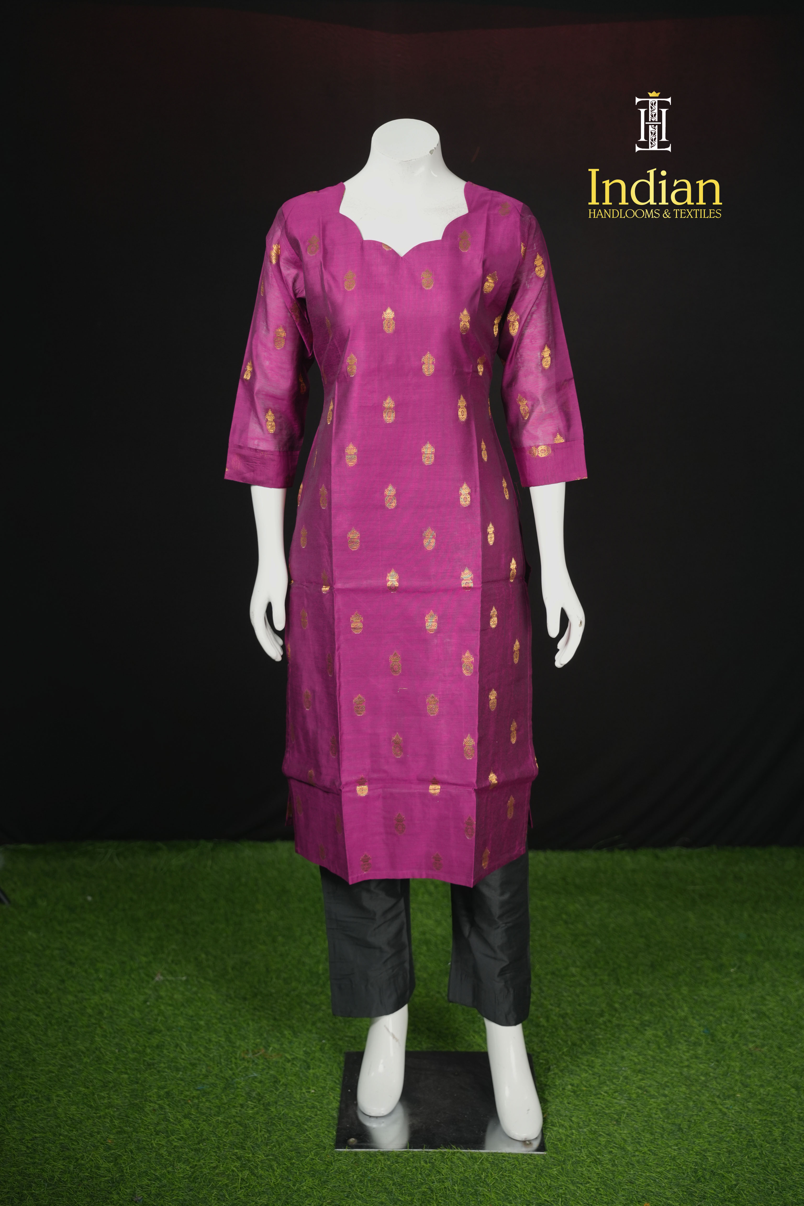 H.Premium Banaras Silk Set-Mejanta Pink 2